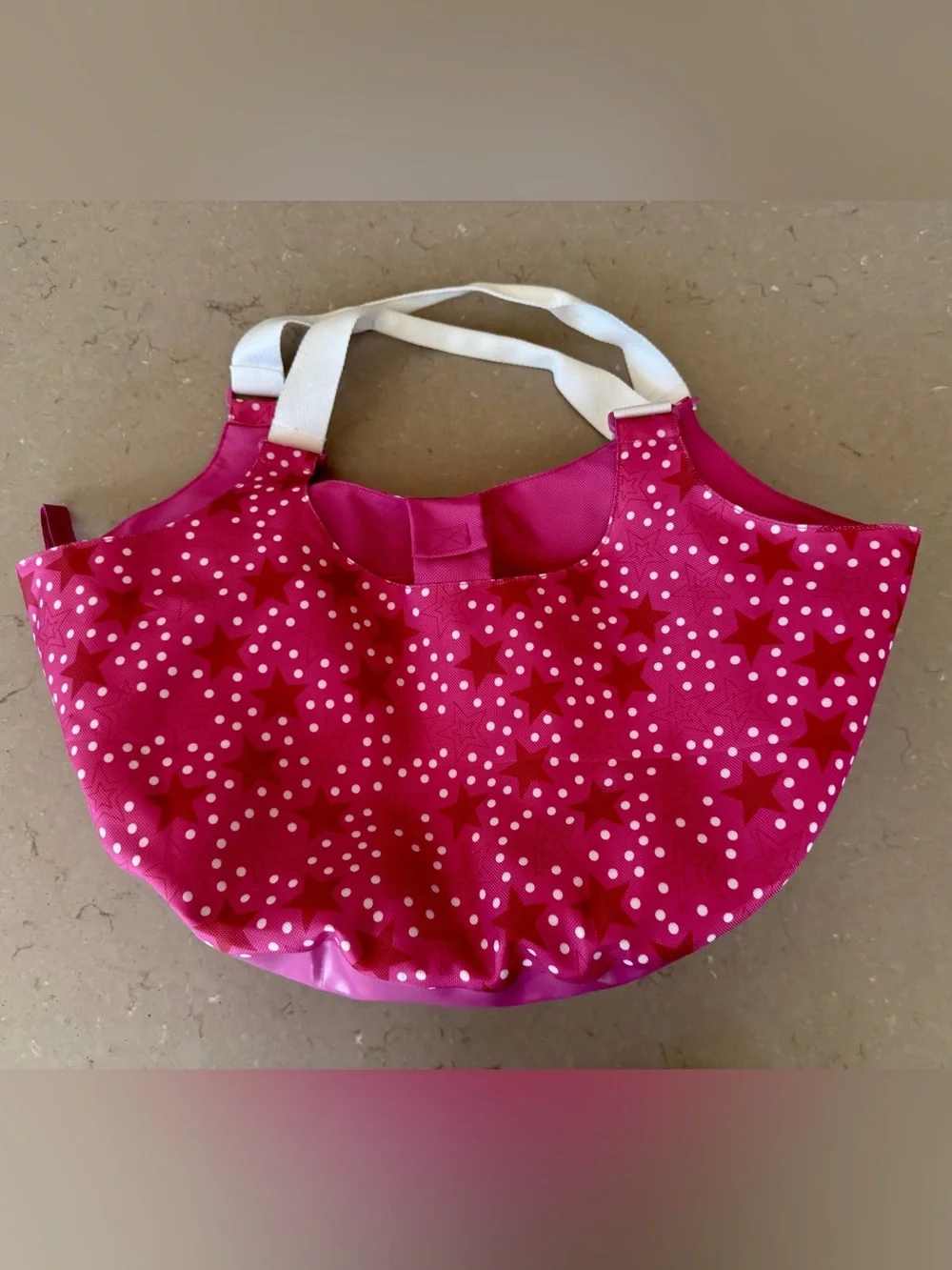 American Girl 18” Doll Pink Star Polka Dot Tote Travel Carry Bag Retired Mattel